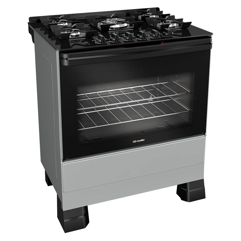 Fogão Mueller  MFV5BF 5 Bocas Automático Mesa de Vidro Forno Total Clean