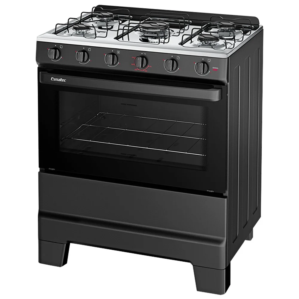 Fogão Esmaltec Ideal Pop 5 Bocas Manual Mesa Aço Inox