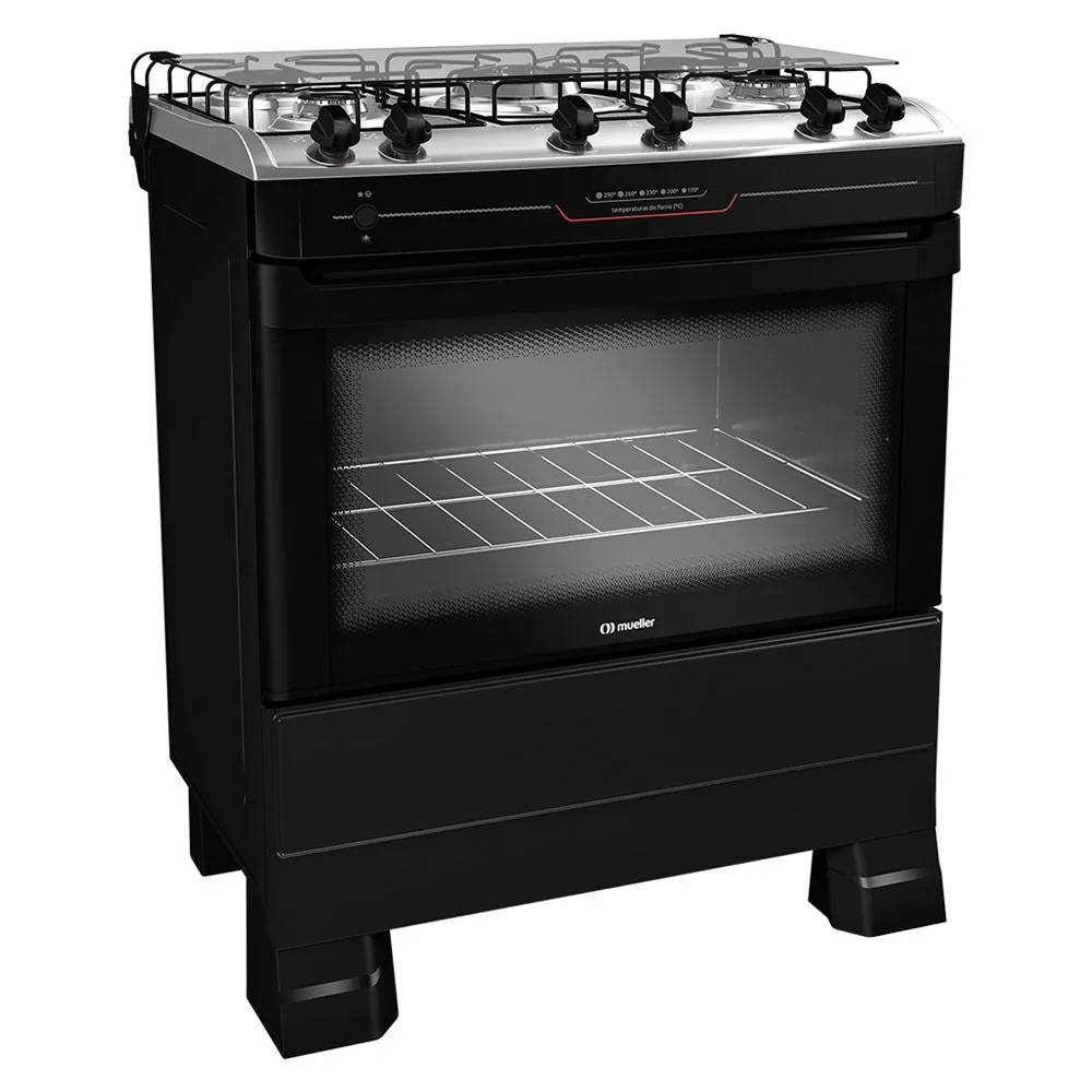 Fogão Mueller MFI5BF 5 Bocas Automático Mesa Inox Forno Total Clean