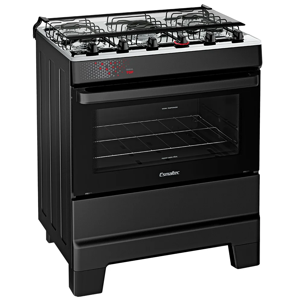 Fogão Esmaltec Ideal Top 5 Bocas Automático Mesa de Inox