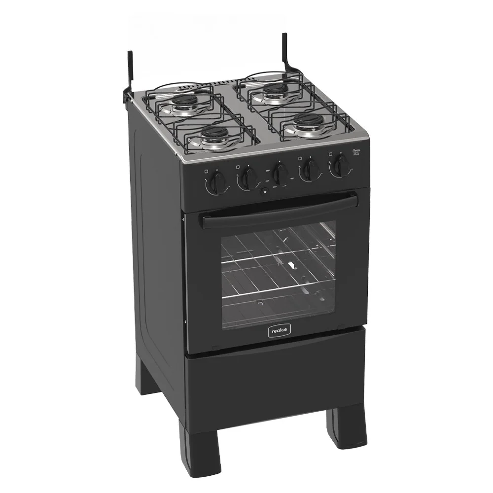 Fogão Realce 4 Bocas Ares Plus Automático Mesa de Inox Forno 50L