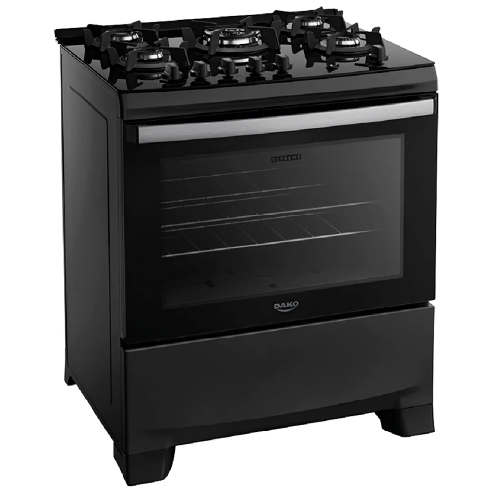 Fogão Dako Supreme Glass 5 Bocas Automático Mesa de Vidro