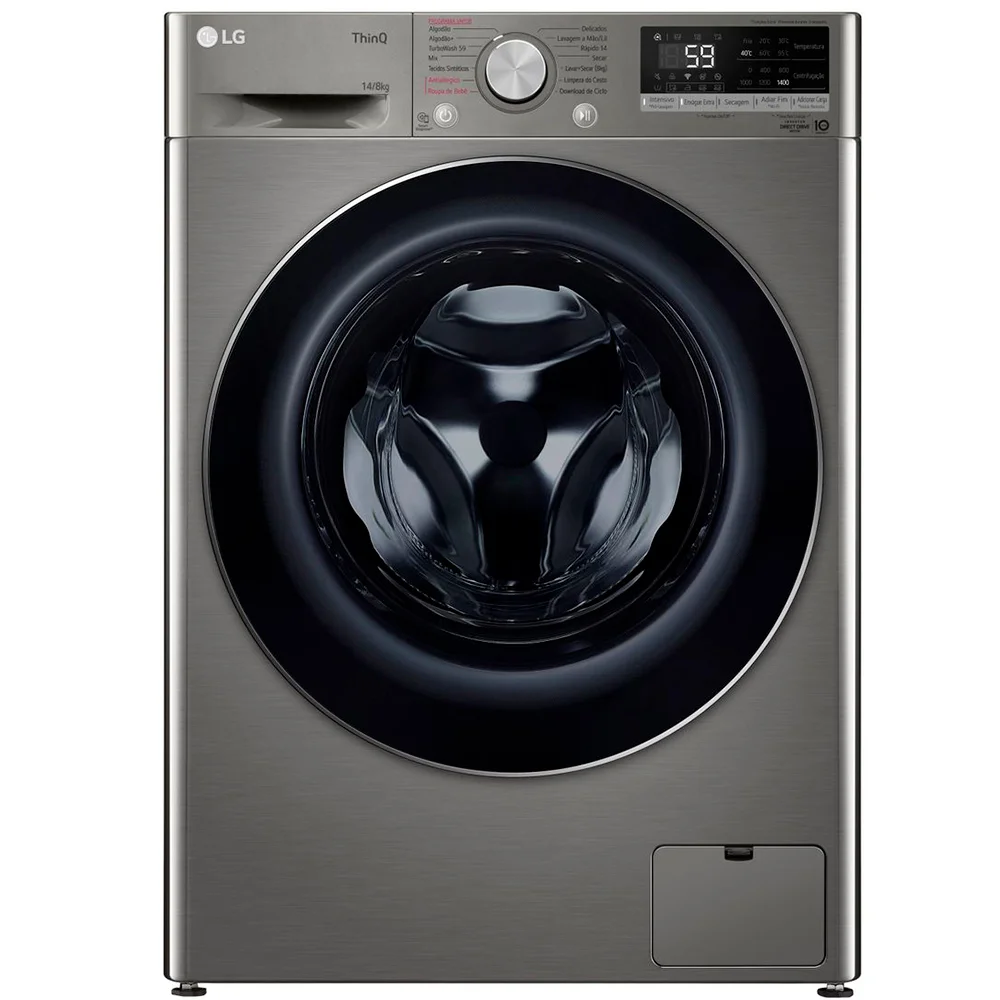 Lava e Seca Smart LG VC4 Com inteligência Artificial 14kg Cesto Inox CV5014PC4