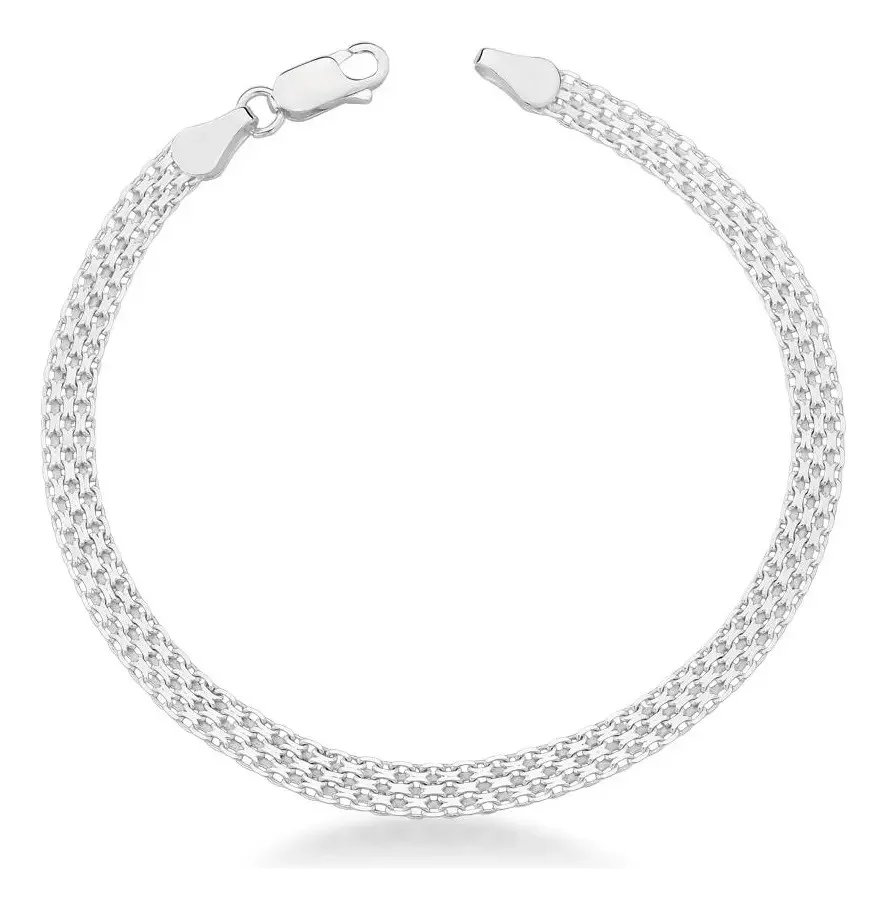Pulseira Masculina Prata 925 Bismark Esteira 4,7mm Argennti Comprimento 19 cm Cor Pratead