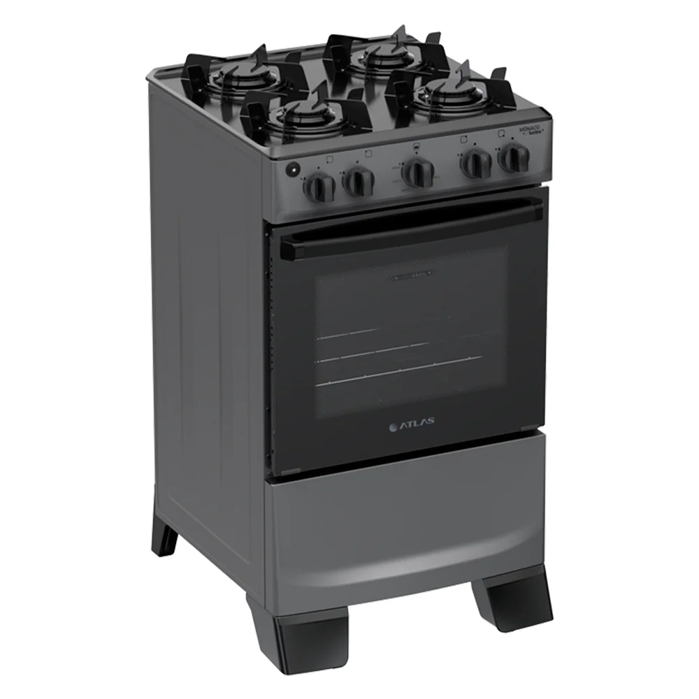 Fogão Atlas 4 Bocas Mônaco Lustro Automático Mesa de Vidro