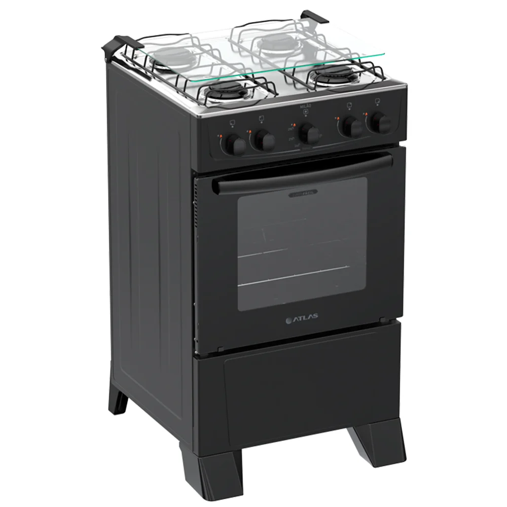 Fogão Atlas Milao 4 Bocas Manual Mesa de Inox 48L