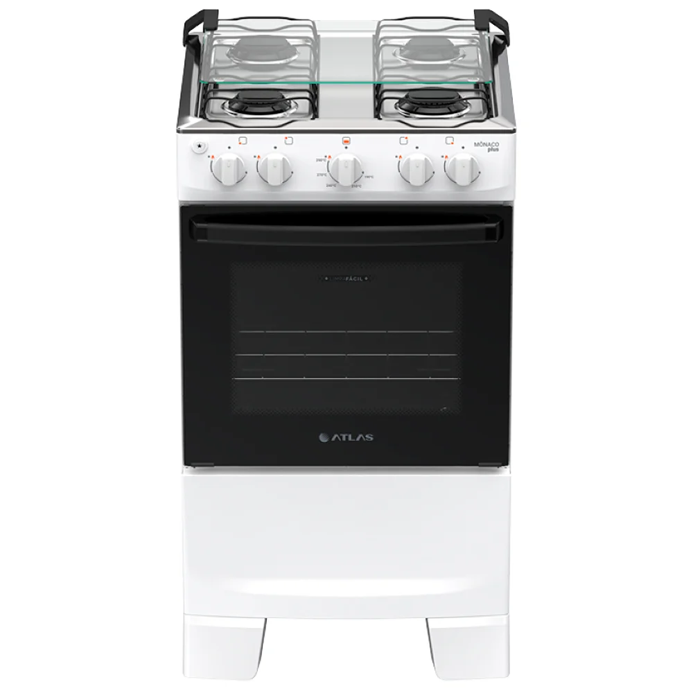 Fogão Atlas Mônaco Plus 4 Bocas Automático Mesa de Inox Forno