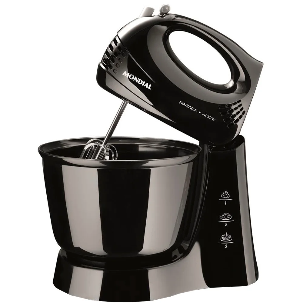 Batedeira Portátil Mondial Prática B-44B 3 Velocidades 400W Tigela 3,6L