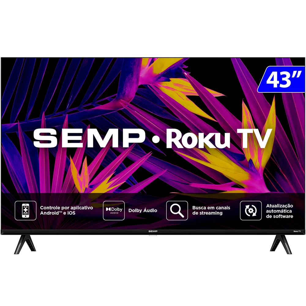 Smart TV Semp LED 43" Full HD Wi-Fi HDMI Roku