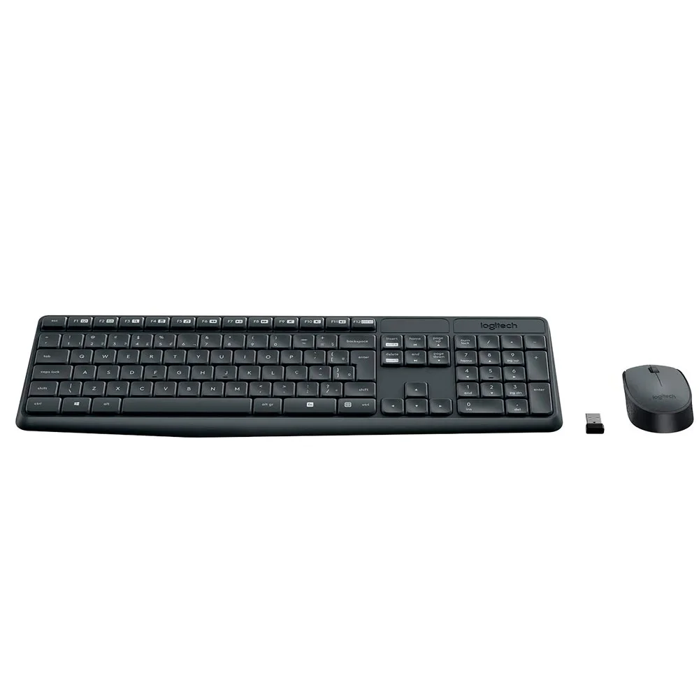 Kit Teclado e Mouse Sem fio Logitech MK235 Wireless Sensor Óptico