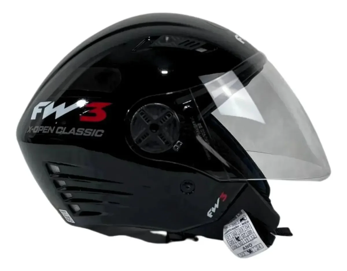 Capacete Aberto P/ Moto Fw3 Viseira Cristal X Open Inmetro