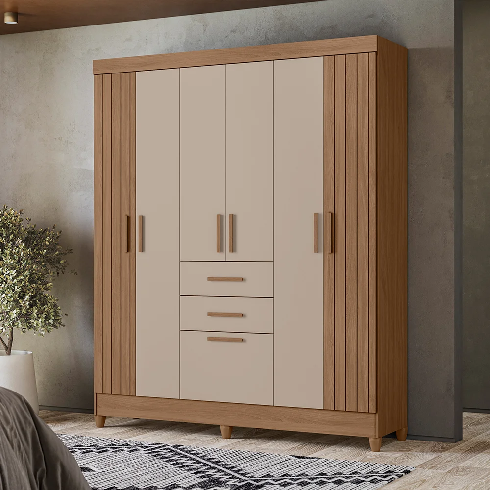 Guarda-Roupa Casal 7 Portas Bater 2 Gavetas Malta Moval Roupeiro