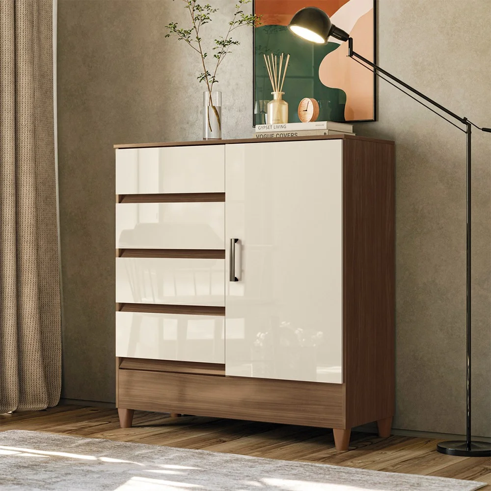 Cômoda 1 Porta Bater 4 Gavetas Fit 1.4 Santos Andirá