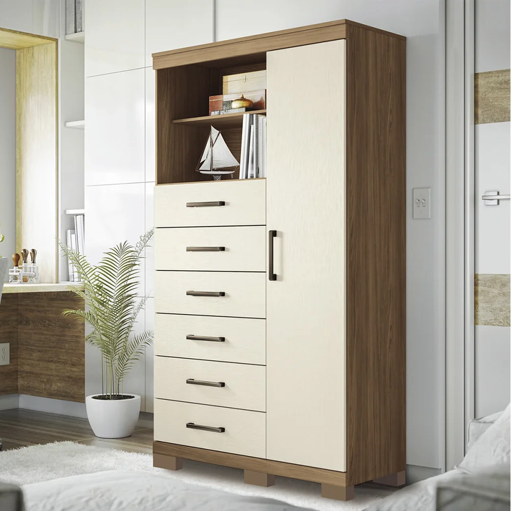 Cômoda Multiuso 1 Porta 6 Gavetas Com Nicho Marabá Santos Andirá