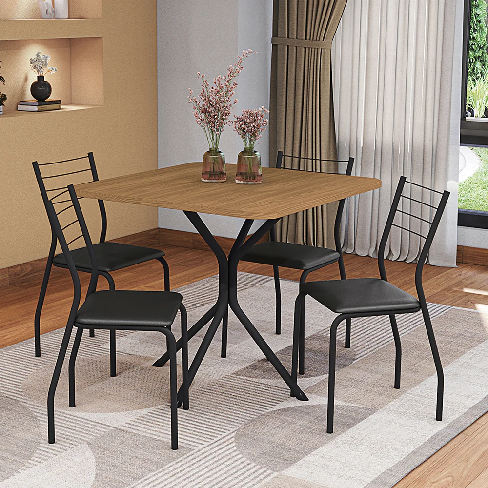 Conjunto de Mesa 4 Cadeiras Tampo MDP com Assento Estofado Creta Kappesberg
