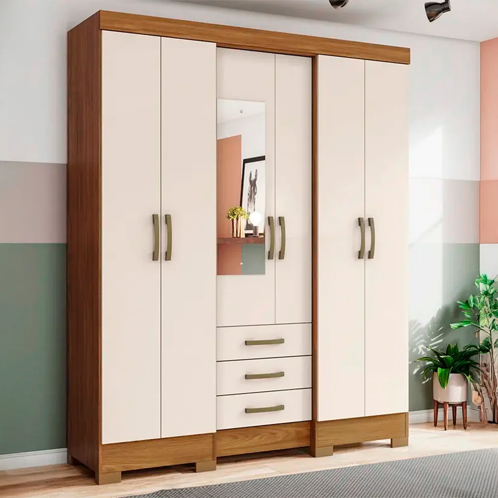 Guarda-Roupa Casal 6 Portas Bater 3 Gavetas B23 Briz Roupeiro
