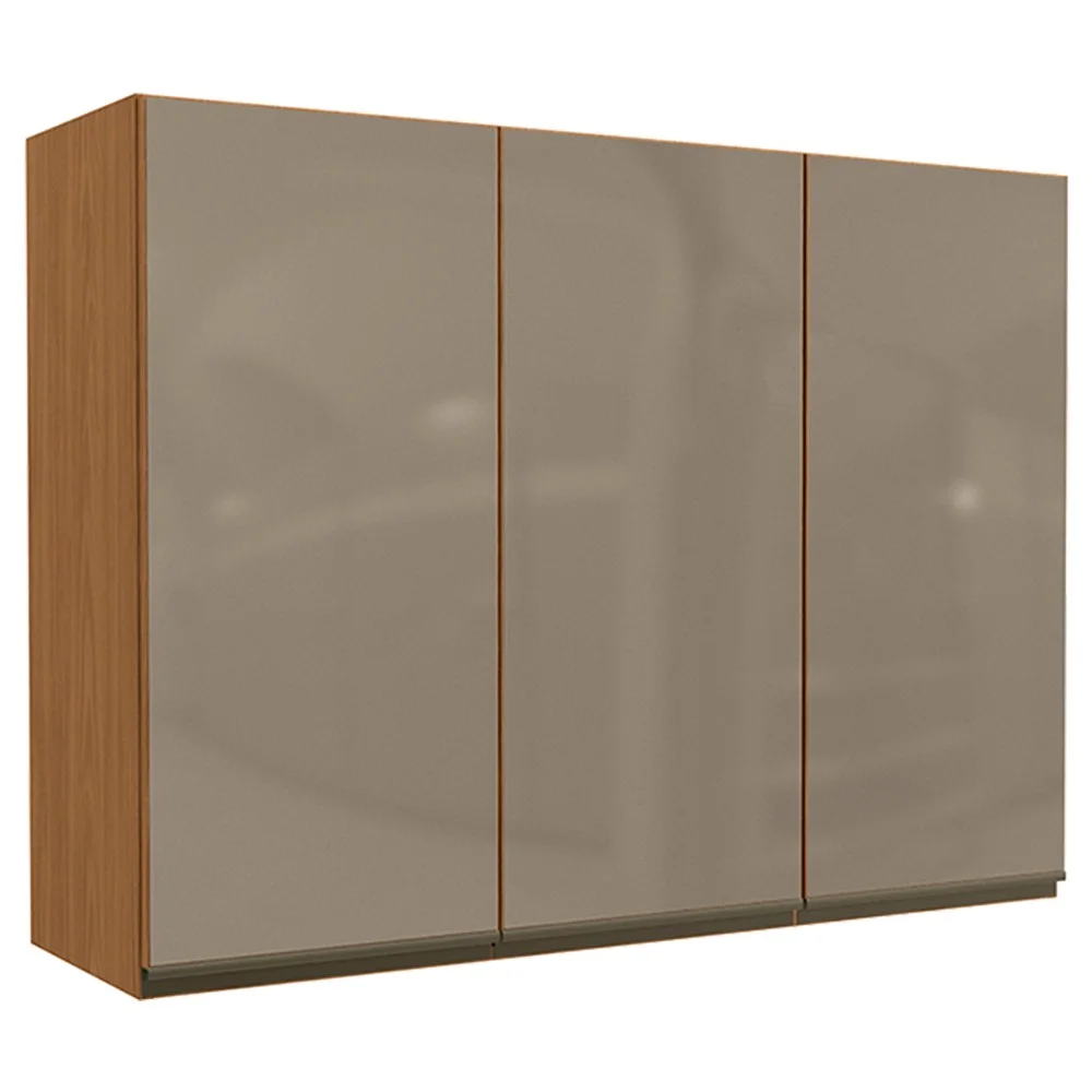 Armário Aéreo 3 Portas com Vidro 120cm MDP Maxxi Kappesberg