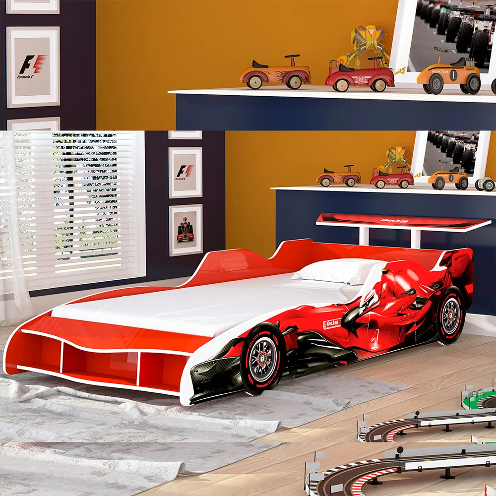 Mini-cama Montessoriana Infantil em Formato de Carro F1  Gelius