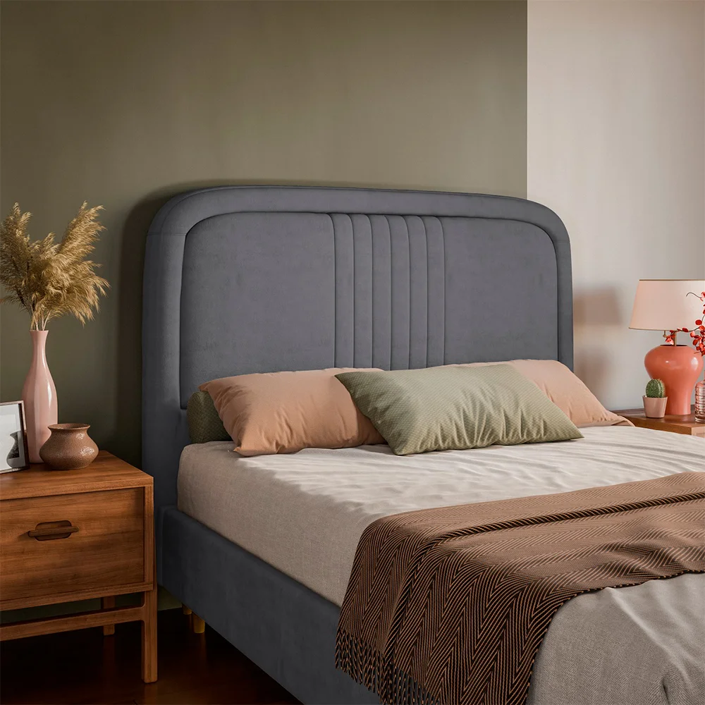 Cabeceira Casal Estofada 148cm MDF Chicago Dubue