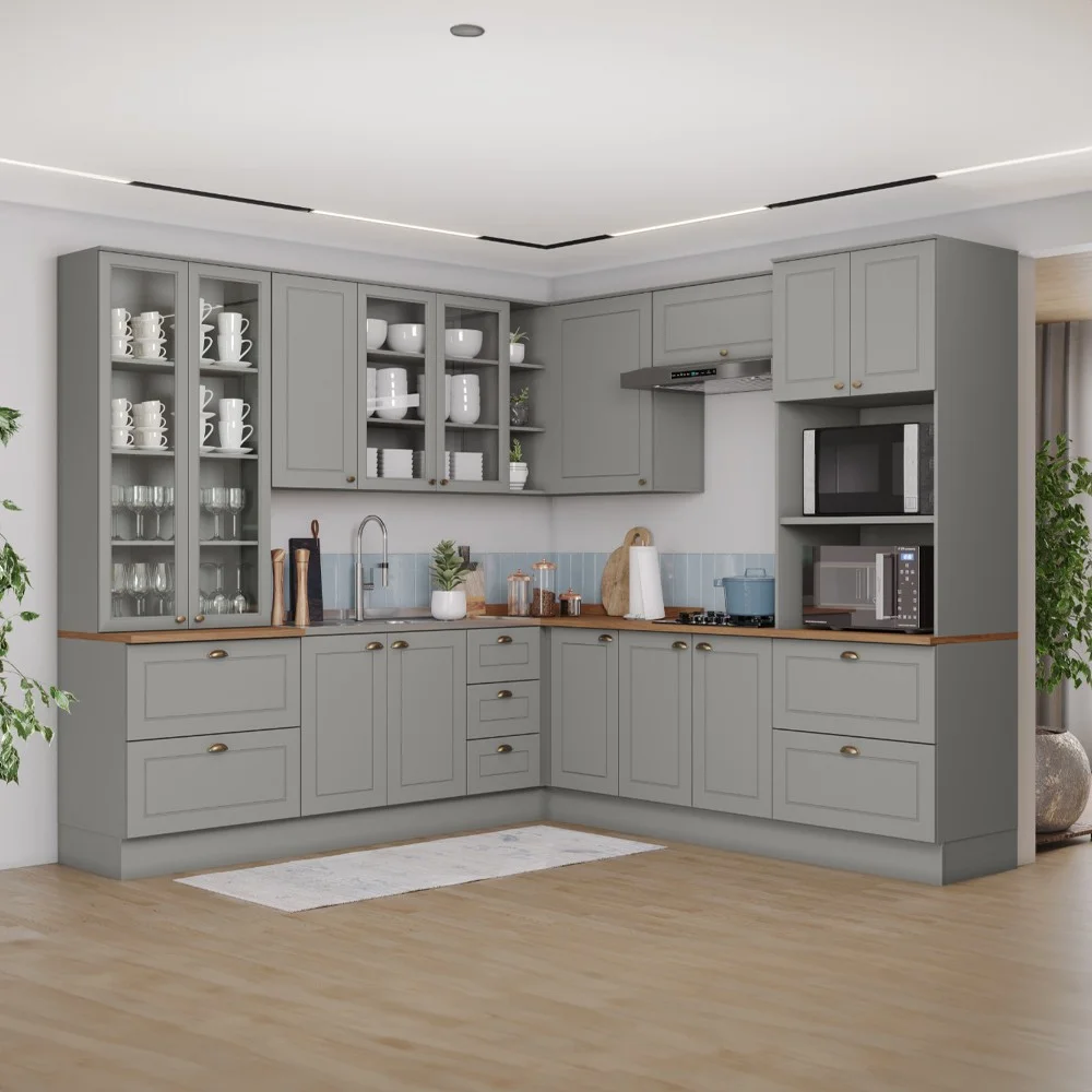 Cozinha Modulada 8 Peças 12 Portas 5 Gavetas Henn Americana