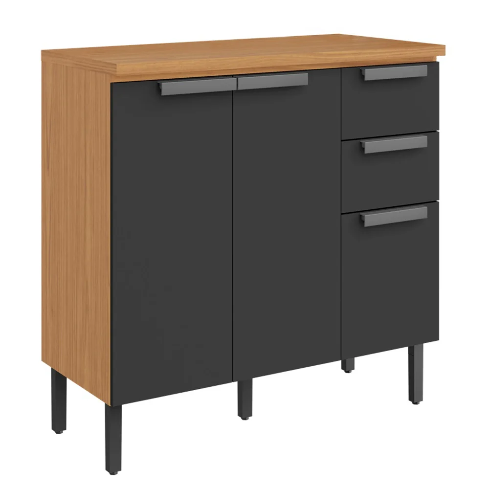 Balcão com Tampo 3 Portas 2 Gavetas 120cm MDF New Porto Itatiaia
