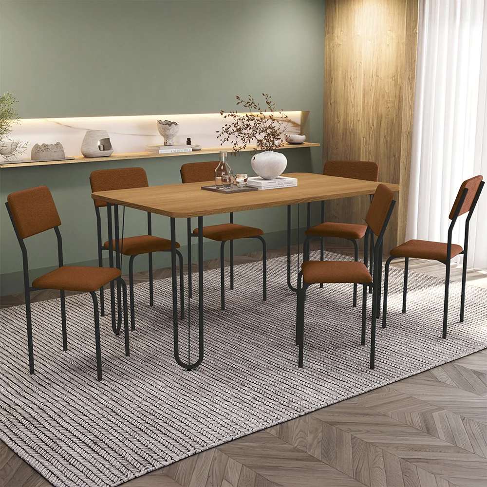 Conjunto de Mesa 6 Cadeiras Tampo em MDP Constanza Kappesberg