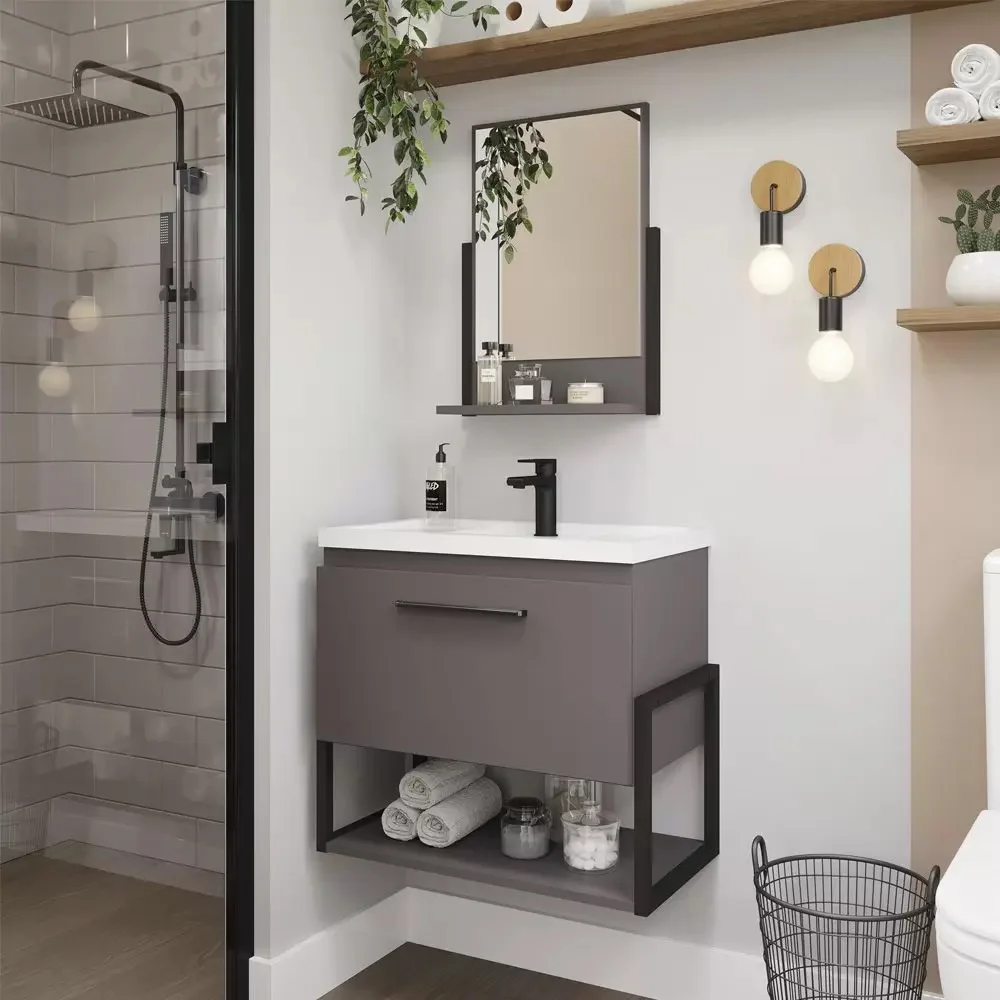 Gabinete para Banheiro 1 Porta Basculante com Espelheira MDF Ipanema MGM