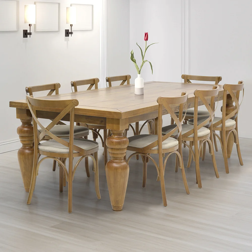 Mesa de Jantar Flower 8 Cadeiras Paris Madeira Maciça Artefama