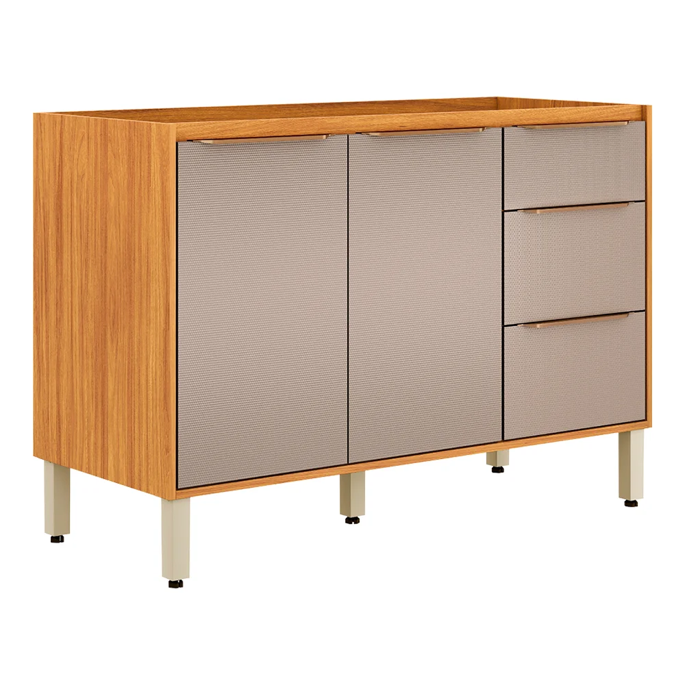 Balcão sem Tampo 2 Portas 3 Gavetas 120cm Plena Demóbile