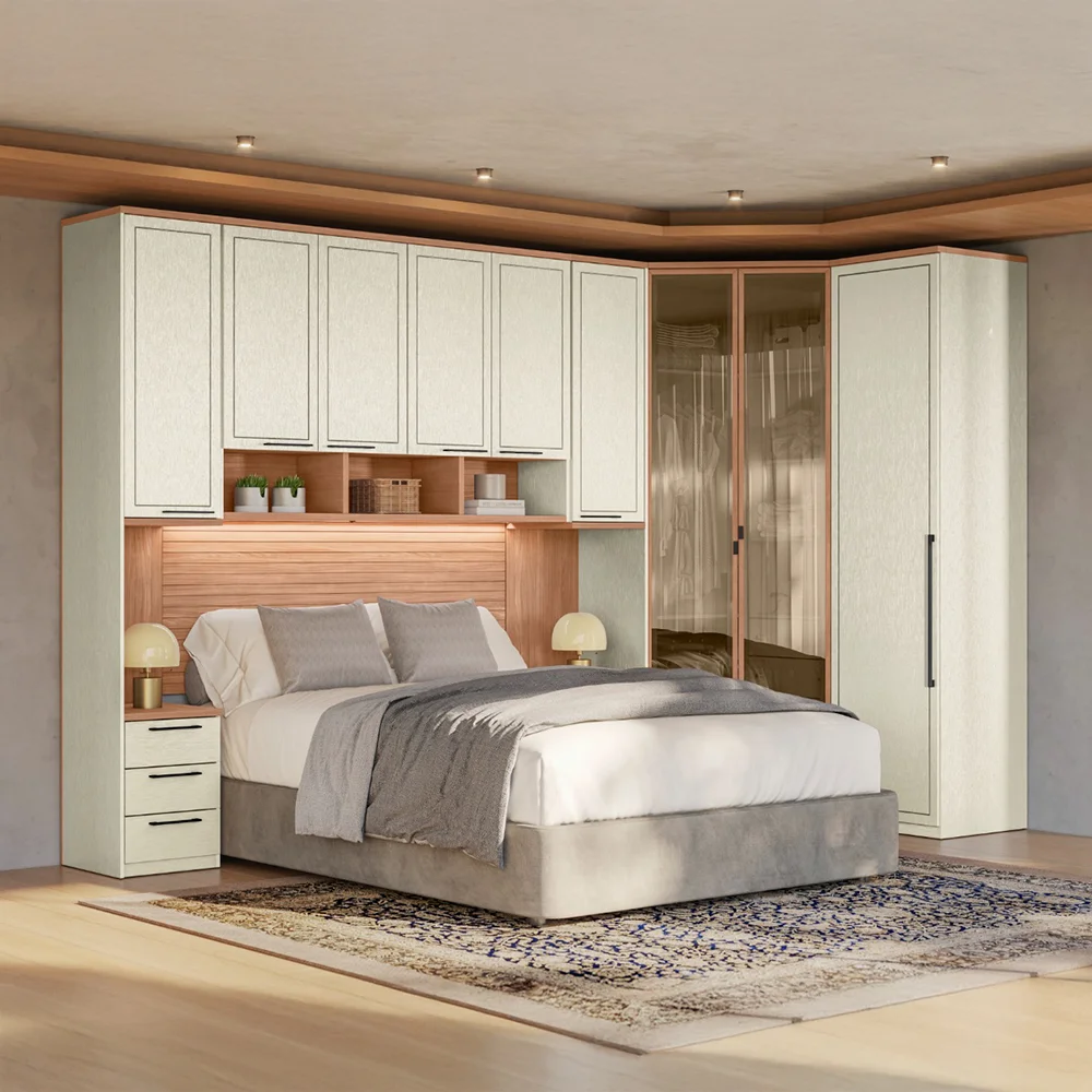 Roupeiro Modulado Santos Andira Doce Vida 6 Peças Portas com Vidro