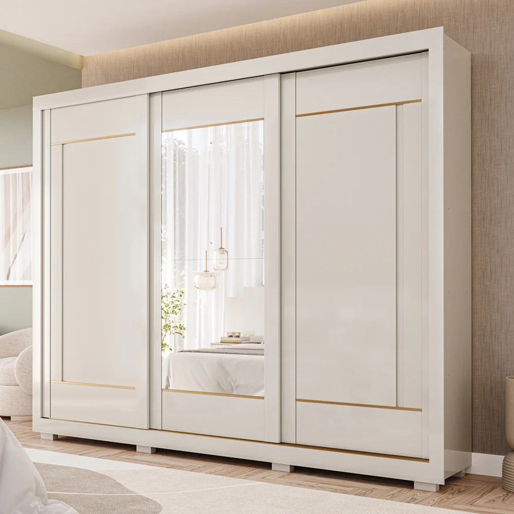 Guarda-Roupa Casal 3 Portas Correr 6 Gavetas Valentina Panan