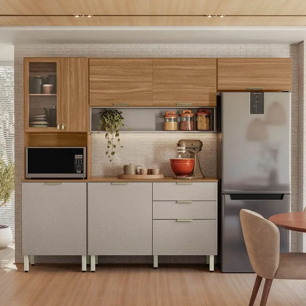 Cozinha Modulada 2 Peças 8 Portas 2 Gavetas Alba Demobile
