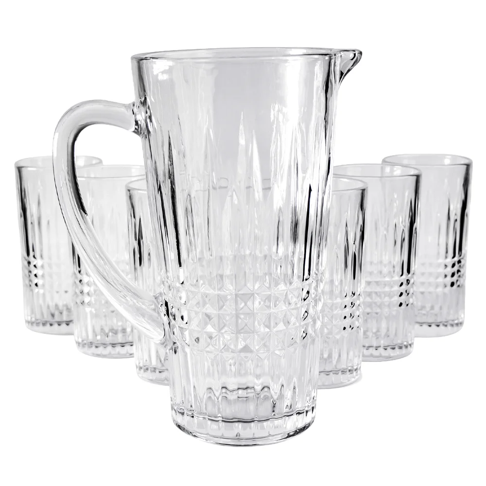 Conjunto Jarra 1L + 6 Copos 320ml Xadrez Essencial Mark Blank