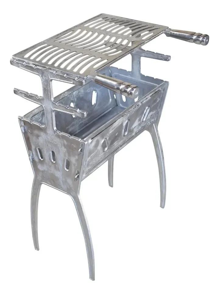 Churrasqueira De Alumínio Fundido Batido Desmontável 80cm