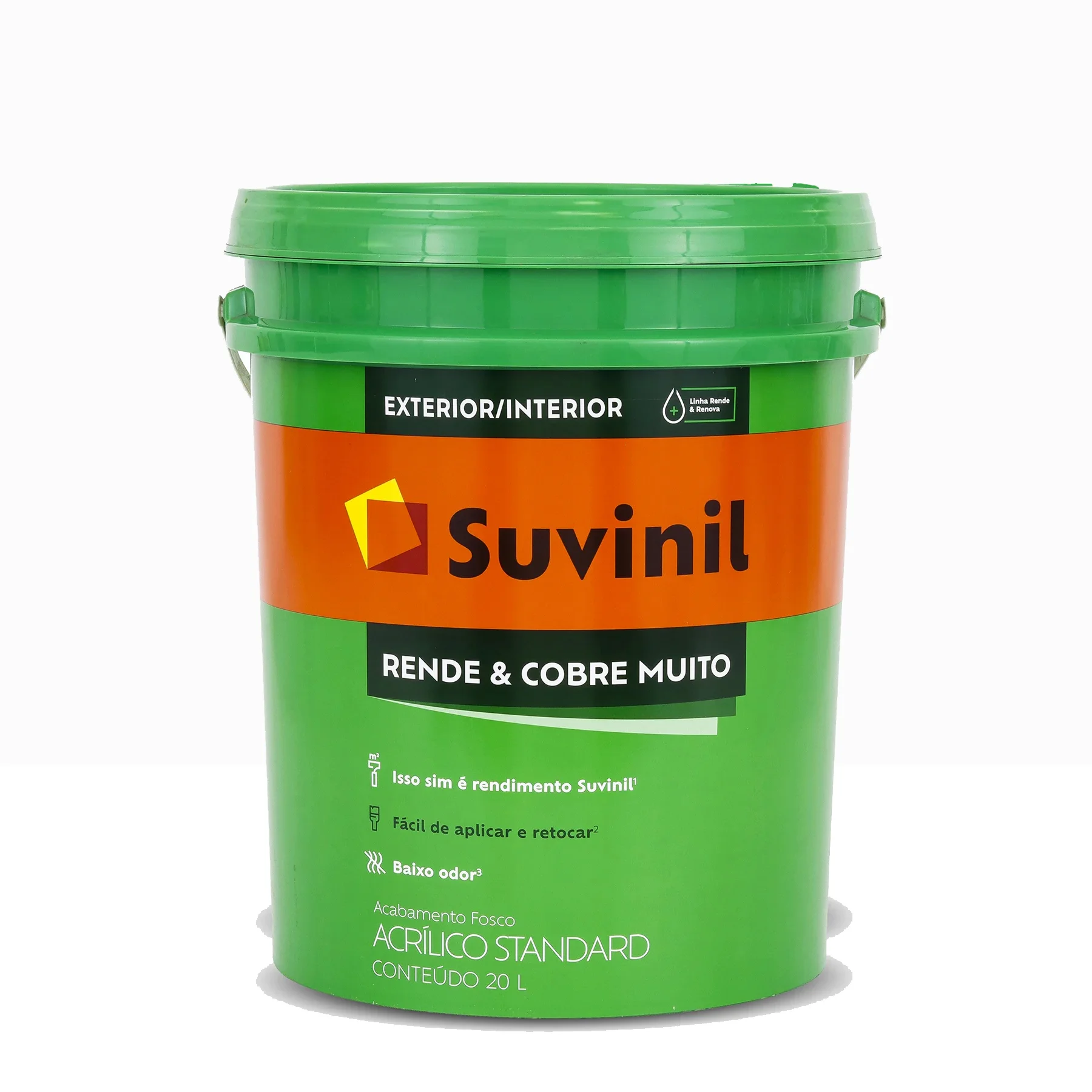 Tinta Acrílica Fosca Rende e Cobre Muito Standard Interior e Exterior Branco 20 L Suvinil