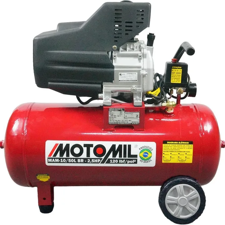Motocompressor de Ar MAM-10/50BR 2,5HP 50L 8,8pcm – Moto Compressor Profissional MOTOMIL-378127