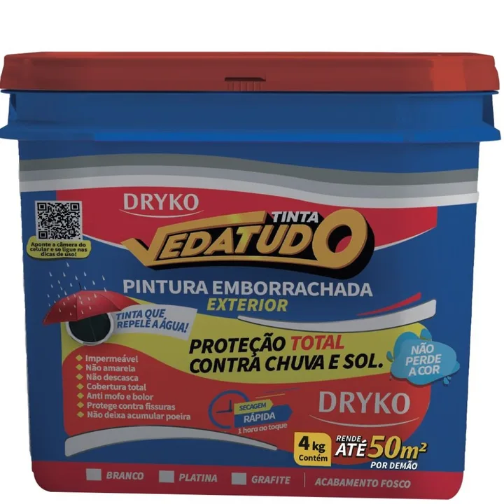 Tinta Emborrachada para Pintura de Proteção Branca 4kg VEDATUDO-TINTAEMB-GL