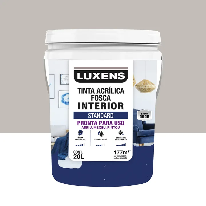 Tinta Acrílica Fosca para Parede Interna Pronto para Uso Luxens Standard Crômio 20L