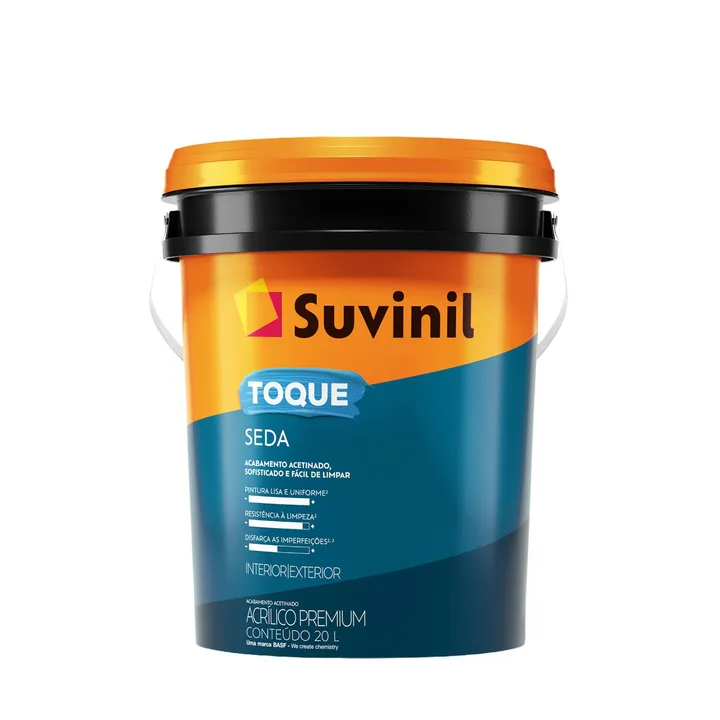 Tinta Acrílica Acetinada para Parede Interna e Externa Lavável Suvinil Toque Premium Branco Neve 20L