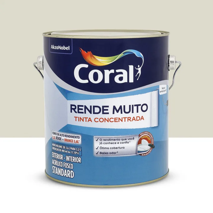 Tinta Acrílica Fosca para Parede e Gesso Interna e Externa Coral Rende Muito Standard Branco Gelo 3,2L