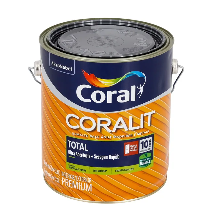 Tinta Esmalte Base Água Coralit Acetinado Branco 3,6L Coral