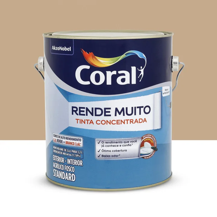 Tinta Acrílica Fosca para Parede Interna e Externa Coral Rende Muito Standard Camurça 3,2L
