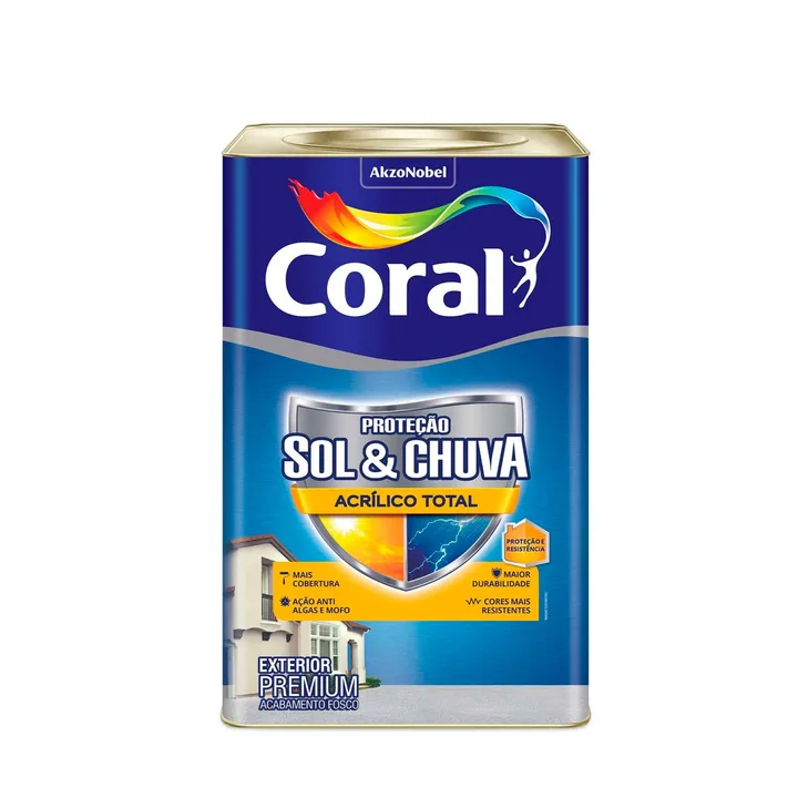Tinta Acrílica Fosca Proteção Sol &amp; Chuva Premium Exterior Cogumelo Japonês 18 L Coral