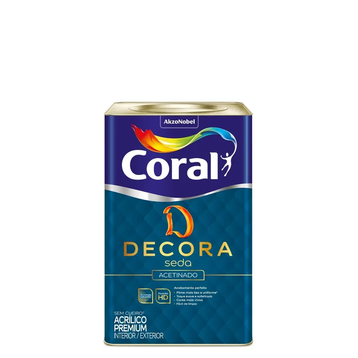 Tinta Acrílica Acetinada para Parede Interna e Externa Coral Decora Premium Papel Picado 18L