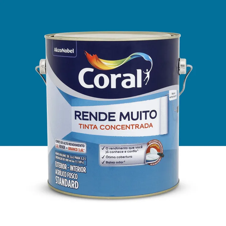 Tinta Acrílica Fosca para Parede Interna e Externa Coral Rende Muito Standard Azul Profundo 3,2L