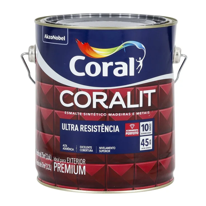 Tinta Esmalte Sintético Base Solvente Coralit Brilhante Cinza Escuro 3,6L Coral