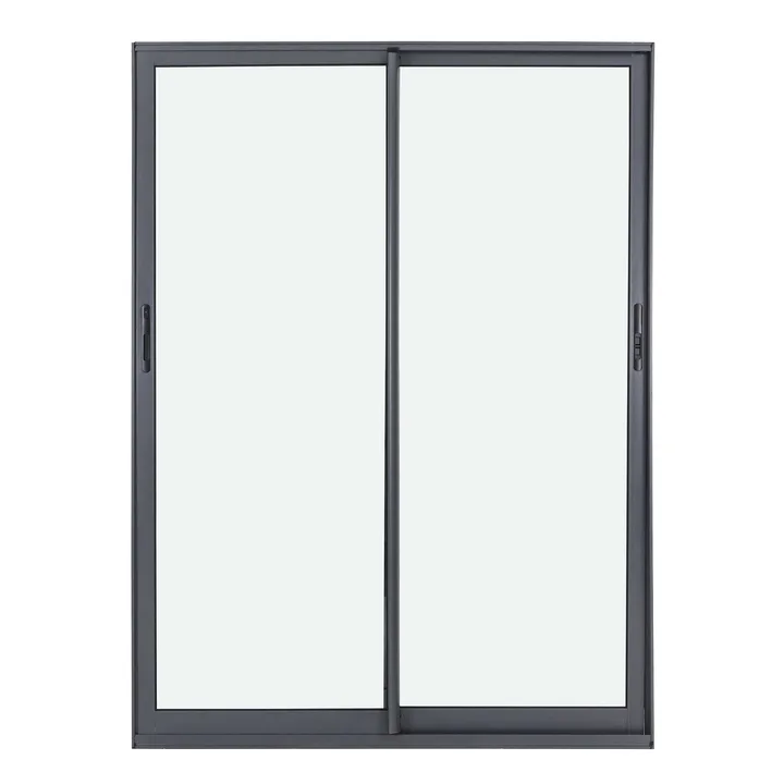 Porta Balcão de Correr 2 Folhas Alumínio Pintado Cinza com Vidro Transparente 2,14x2,00m Linha Vivace Isoxa