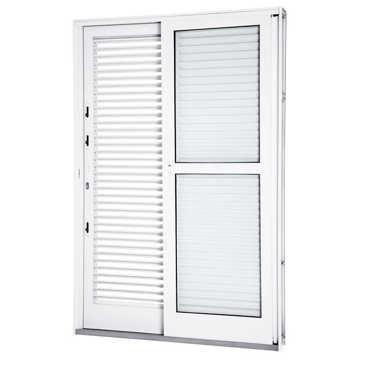 Porta Balcão de Correr 3 Folhas Aço Branco 2,14x1,50m Lado Direito Linha Lucasa Facilità Lucasa