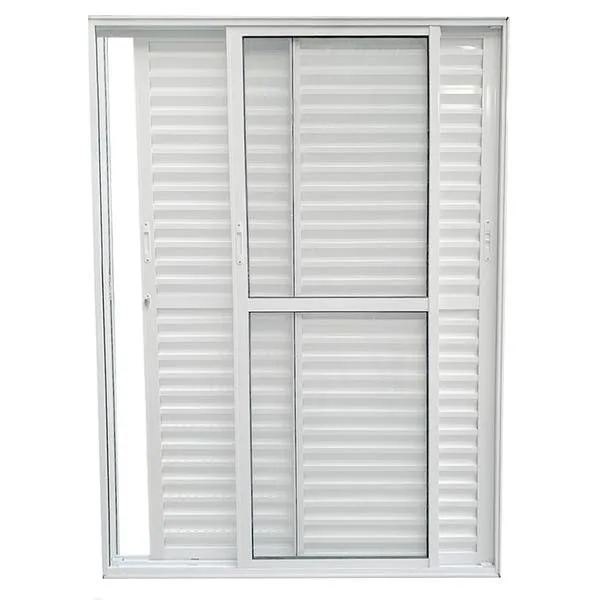Porta De Alumínio De Correr Balcão 3 Folhas Móveis 2,10 X 1,50 Branca Linha 25 Com Fechadura