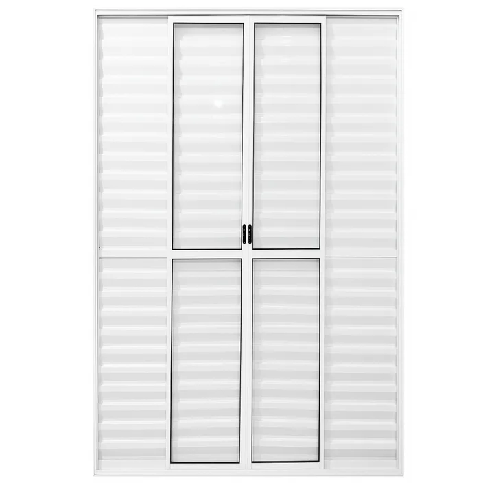Porta Balcão De Aluminio Branco 6 Folhas Com Trinco 2,10x2,00